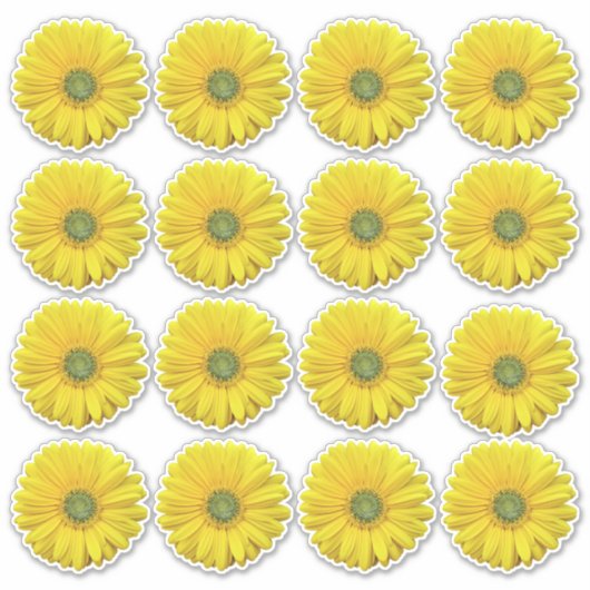 16 Gele Gerbera Madeliefjes Flower Kiss-Cut Sticke Sticker (Voorkant)