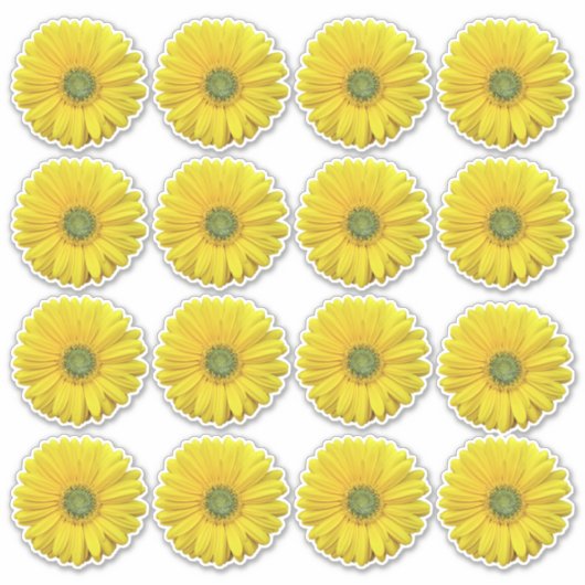 16 Gele Gerbera-Margriet Bloem Kiss-Cut Stickers (Voorkant)