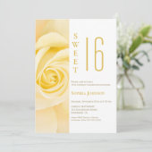 16 Gele Rose Birthday Party Invitation Kaart (Staand voorkant)