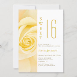 16 Gele Rose Birthday Party Invitation Kaart