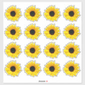 16 Gele Zonnebloem Bloem Kiss-Cut Stickers (Vel)