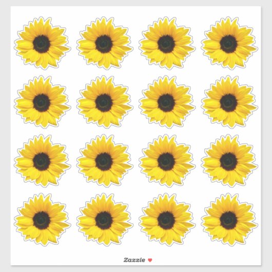 16 Gele Zonnebloem Bloem Kiss-Cut Stickers (Vel)