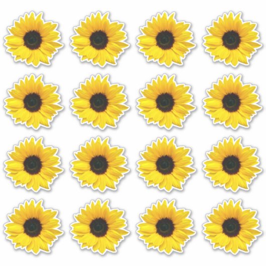 16 Gele Zonnebloem Flower Kiss-Cut Stickers (Voorkant)