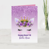 16 Gepersonaliseerde Cute Unicorn op de Kaart van  (Voorkant)