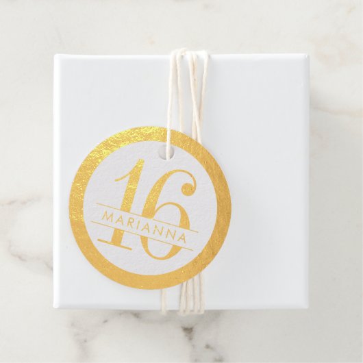 16 Gepersonaliseerde Gold Sweet Bedankjes Labels (Met doos)