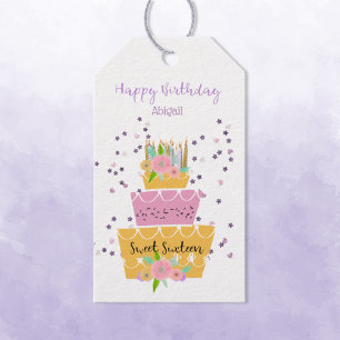 16 Gezoet Label van de Birthday Cake Gift Cadeaulabel