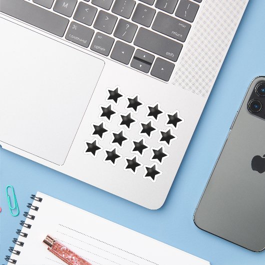 +16 Glitter Zwarte Ster Sticker (Laptop met iPhone)
