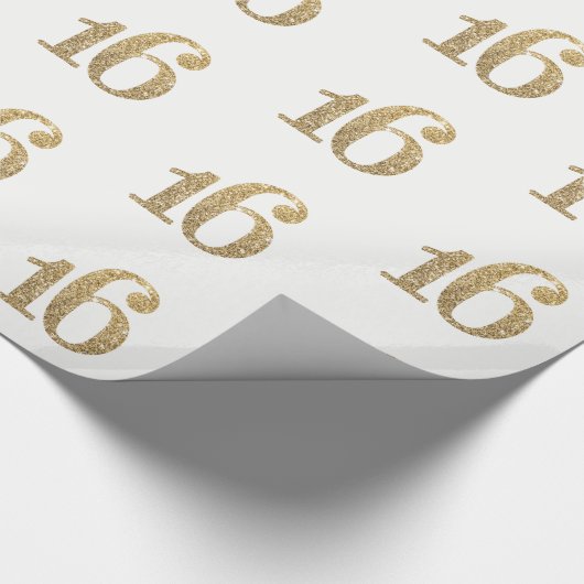 16 GOUD GLITTERNUMMER glamoureuze sprankelende ver Cadeaupapier (Hoek)