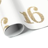 16 GOUD GLITTERNUMMER glamoureuze sprankelende ver Cadeaupapier (Rol Hoek)