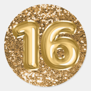 16 Gouden Folie Ballonnen Glanzende Klomp Glitter Ronde Sticker