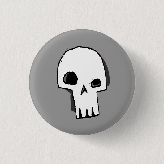 16-grijs schedel ronde button 3,2 cm (Voorkant)