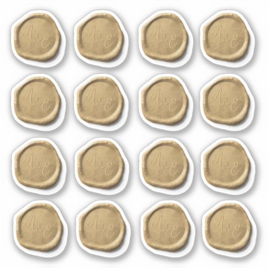 16 Huwelijksenvelop Nepgouden waszegel  Sticker (Voorkant)