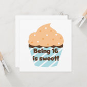 16 is Sweet Birthday T shirten en Gifts Kaart (Voorkant / Achterkant in situ)
