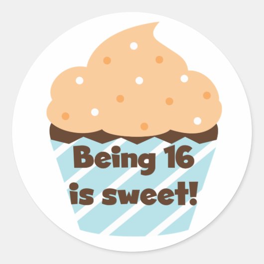 16 is Sweet Birthday T shirten en Gifts Ronde Sticker (Voorkant)