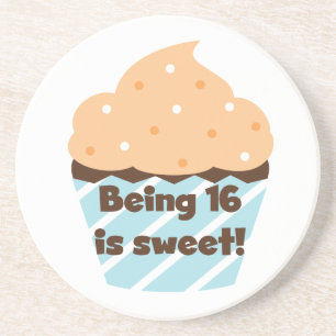 16 is Sweet Birthday T shirten en Gifts Zandsteen Onderzetter