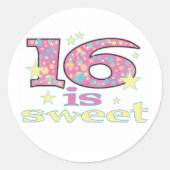 16 is Sweet Ronde Sticker (Voorkant)