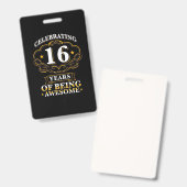 16 jaar geweldig vieren badge (Voor- en achterkant)