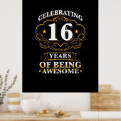 16 jaar geweldig vieren poster (Keuken)