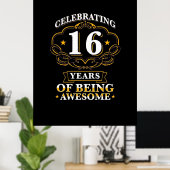 16 jaar geweldig vieren poster (Thuiskantoor)