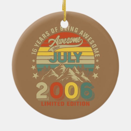 16 jaar Geweldige sinds juli 2006 Keramisch Ornament (Achterkant)