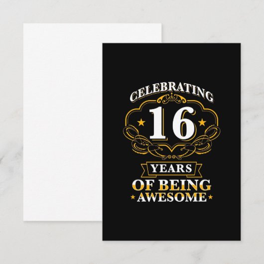 16 jaar Geweldige vieren RSVP Kaartje (Voorkant / Achterkant)