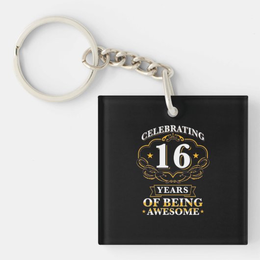 16 jaar Geweldige vieren Sleutelhanger (Voorkant)