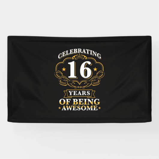 16 jaar Geweldige vieren Spandoek (Horizontaal)