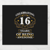 16 jaar Geweldige vieren Sparkling Wijnetiket (Enkel label)