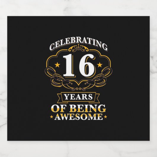 16 jaar Geweldige vieren Sparkling Wijnetiket (Enkel label)