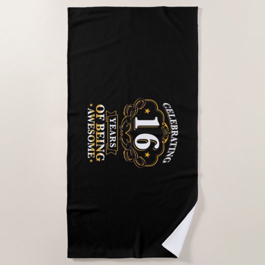 16 jaar Geweldige vieren Strandlaken (Voorkant)