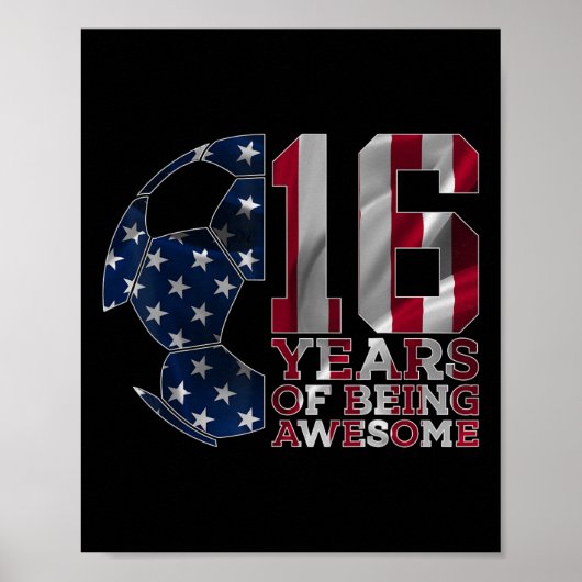 16 jaar lang geweldig voetbal 16e verjaardag poster (Voorkant)