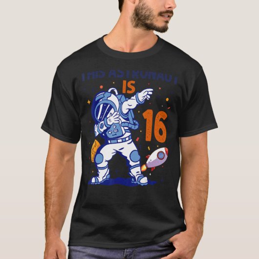 16 jaar oud astronaut Space Planet 16th Birthday T T-shirt (Voorkant)