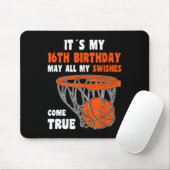 16 jaar oud Happy 16th Birthday Basketball 16th Bi Muismat (Met muis)