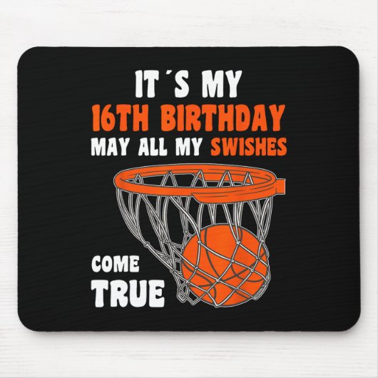 16 jaar oud Happy 16th Birthday Basketball 16th Bi Muismat (Voorkant)