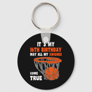 16 jaar oud Happy 16th Birthday Basketball 16th Bi Sleutelhanger