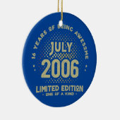 16 jaar Oud juli 2006 Limited Edition 16th Keramisch Ornament (Rechts)