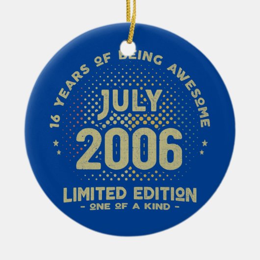 16 jaar Oud juli 2006 Limited Edition 16th Keramisch Ornament (Voorkant)