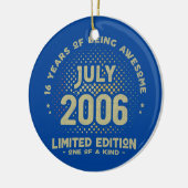 16 jaar Oud juli 2006 Limited Edition 16th Keramisch Ornament (Links)
