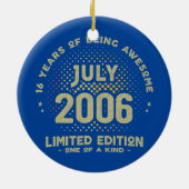 16 jaar Oud juli 2006 Limited Edition 16th Keramisch Ornament (Achterkant)