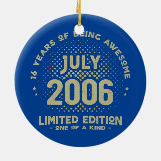 16 jaar Oud juli 2006 Limited Edition 16th Keramisch Ornament (Achterkant)