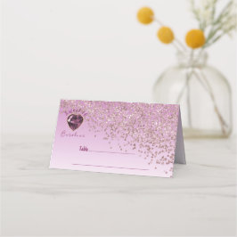 16 jaar oud Roos Gold Glitter & roze gem Plaatskaartje
