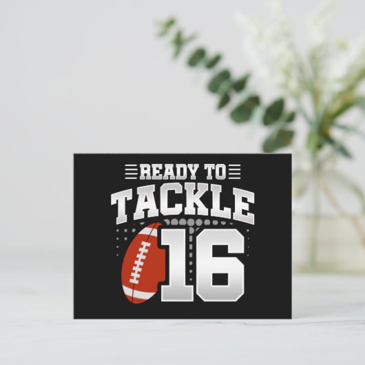 16 Jaar Oud Tackle Football Feestje 16e Verjaardag Briefkaart (Staand voorkant)