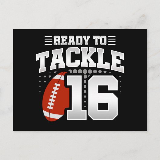 16 Jaar Oud Tackle Football Feestje 16e Verjaardag Briefkaart (Voorkant)