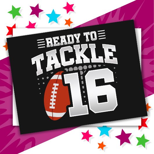 16 Jaar Oud Tackle Football Feestje 16e Verjaardag Briefkaart