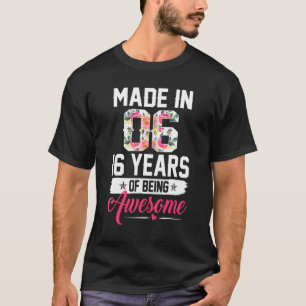 16 jaar oud voor 16e verjaardag meisje bloem gebor t-shirt