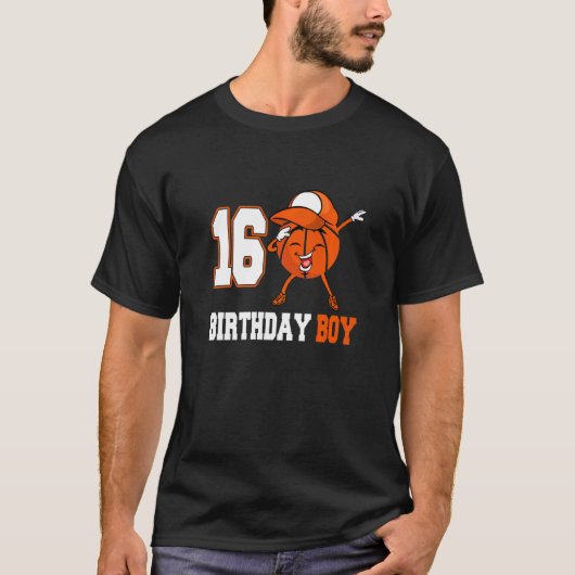 16 jaar oude Dabbing Basketball 16th Birthday Boy T-shirt (Voorkant)
