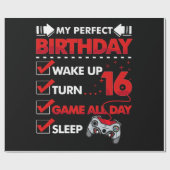 16 jaar oude gamer Boy 16th Perfect Birthday Gamin Cadeaupapier (Vlak)