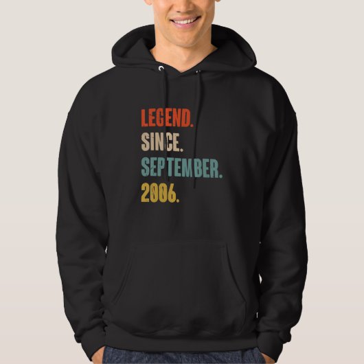 16 jaar oude zestiende geboorte legend sinds septe hoodie (Voorkant)