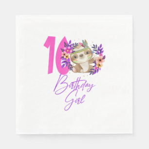 16 Jaar Verjaardag Meisje Schattig 16e Verjaardag Servet