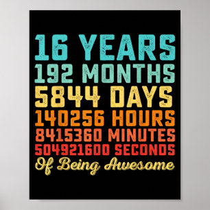 16 Jaar Verjaardag Quote Grappig 16e Verjaardag Wi Poster